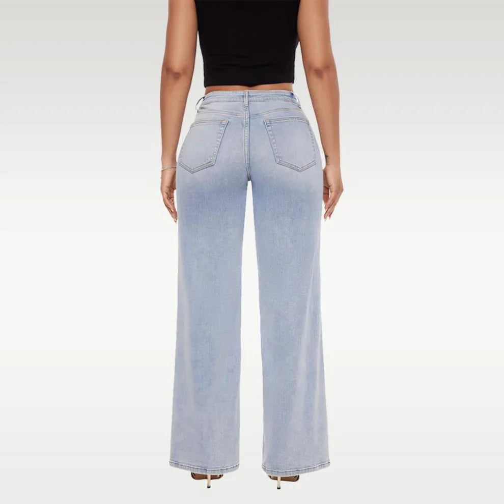 Mid Rise Stretch Wide-Leg Baggy Jeans