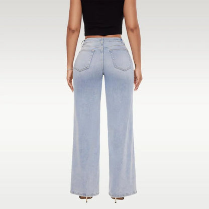 Mid Rise Stretch Wide-Leg Baggy Jeans