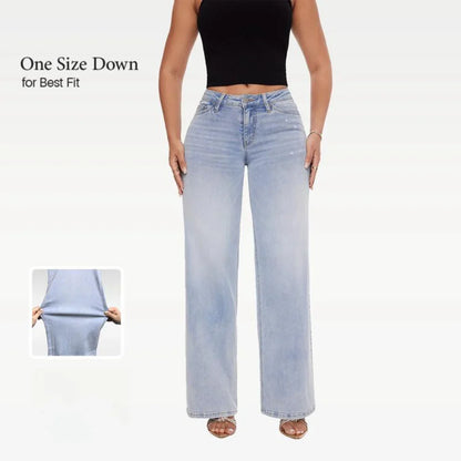Mid Rise Stretch Wide-Leg Baggy Jeans